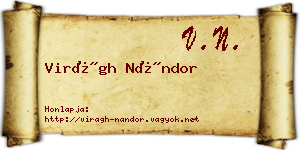 Virágh Nándor névjegykártya